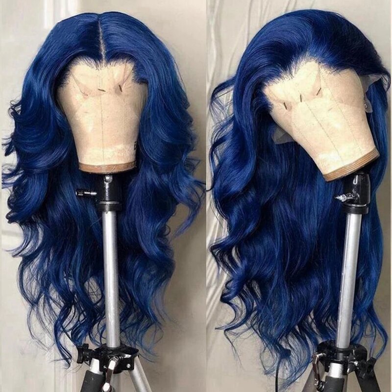 Royal Blue Lace Front Wigs For Women Ombre Colored Wig Remy Brazilian Human Hair Body Wave Lace Frontal Closure Wigs PrePlucked