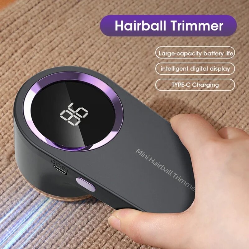 Electric Lint Remover USB Charging Portable Pellet Fluff Remover LED Digital Display Fast Hairball Trimmer Household