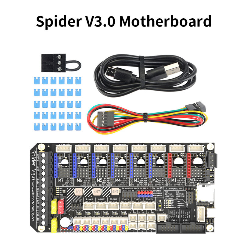 FYSETC Spider V2.3เมนบอร์ด32Bit กระดานควบคุม8Aixs HV5160 3D เครื่องพิมพ์ VS Octopus สำหรับ Voron 2.4 Voron Trident