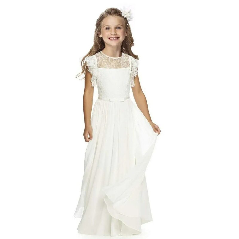 Vestido de novia de gasa de encaje para niñas, ropa de rendimiento de cumpleaños, vestido de flores para niños, ropa transfronteriza de Europa y América