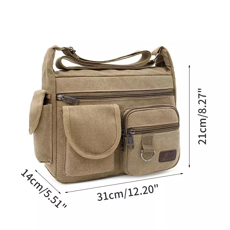 New Canvas Messenger Bag for Men Vintage Water Resistant Waxed Crossbody Bags Briefcase Padded Shoulder Bag for Male Handbag