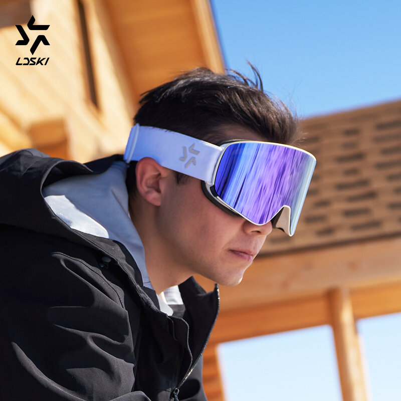 LDSKI Gafas de esquí magnéticas para hombre y mujer, lentes polarizadas de doble capa, antivaho, UV400, para Snowboard