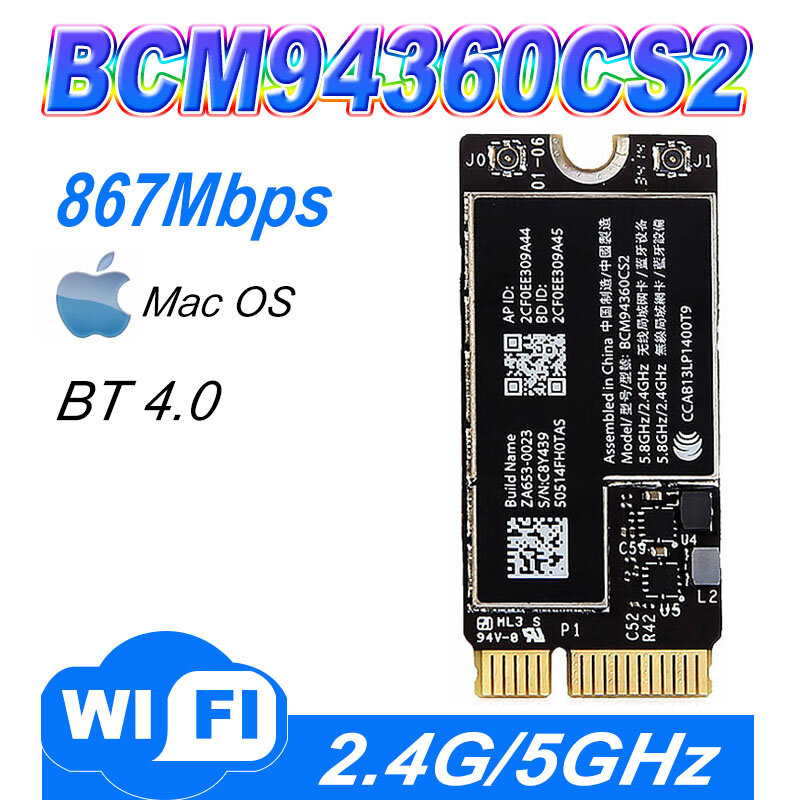 BCM94360CS2 Wireless WiFi Bluetooth 4.0 para Air, 11 ", A1465, 13", A1466, 2013, 2014, 2015, BCM94360CS2AX