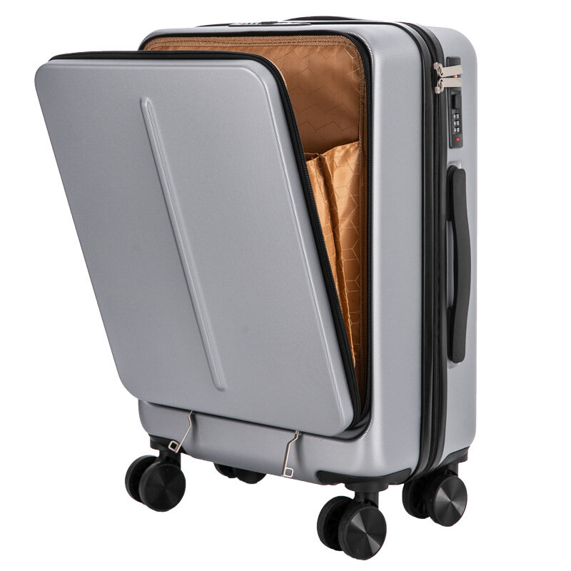 Casing koper berpergian, bagasi troli kotak PC roda Universal Pria 20 "24" inci dengan tas Laptop
