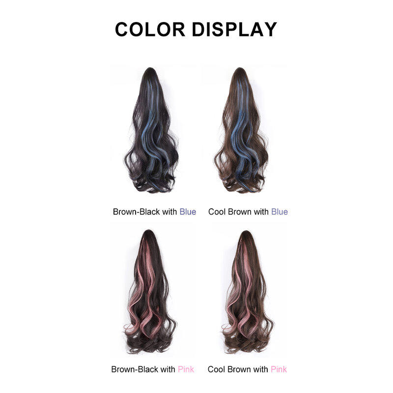 Synthetic Highlight Dyed Curly Clip Style Ponytail Extension Hair Extensions Synthetic Hairpiece for Women Daily Use