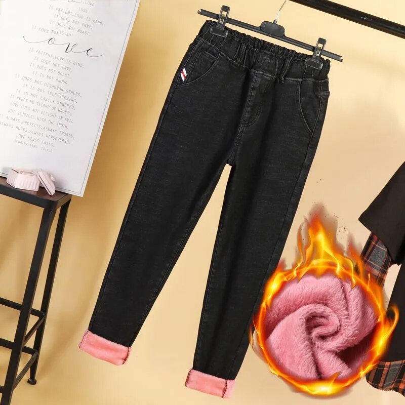 2023 nuove donne Casual a vita alta più velluto Harem Jeans oversize inverno addensare pantaloni larghi in Denim Vintage caldo sciolto Vaqueros