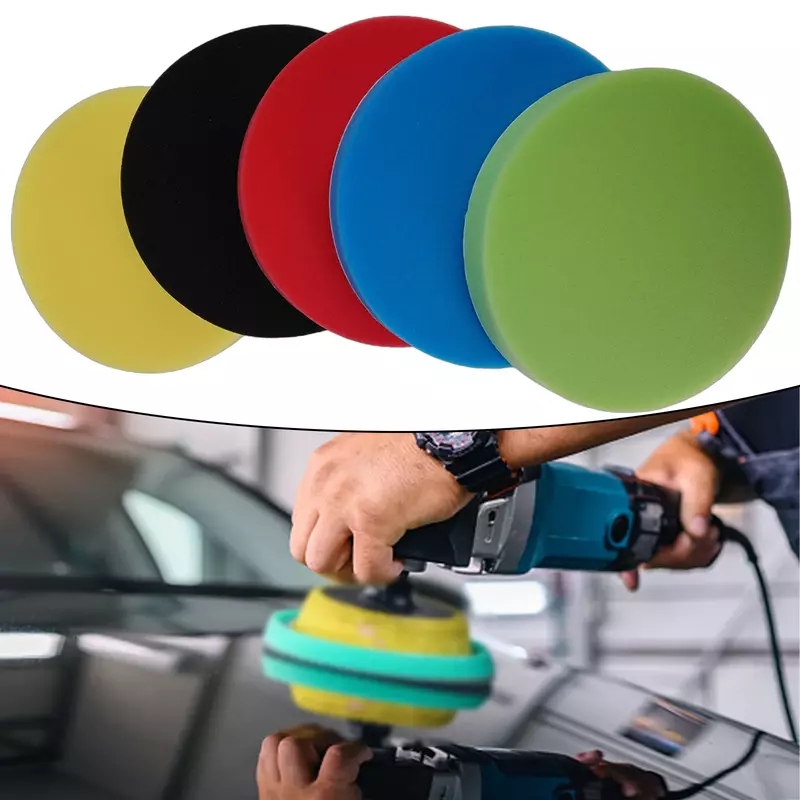 5pcs 7 Inches 180mm Car Round Flat Polishing Wheel Foam Buffing Sanding Pad Disc Sponge Grinding Pads Polisher For Rotary Tools