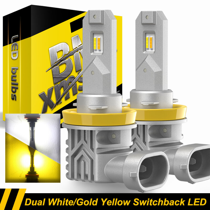 BMTxms Canbus White Yellow Dual Color Switchback H8 H11 H16JP LED Fog Lamp H10 9145 9006 LED Bulb Fog DRL Daytime 12V Lamp12000L