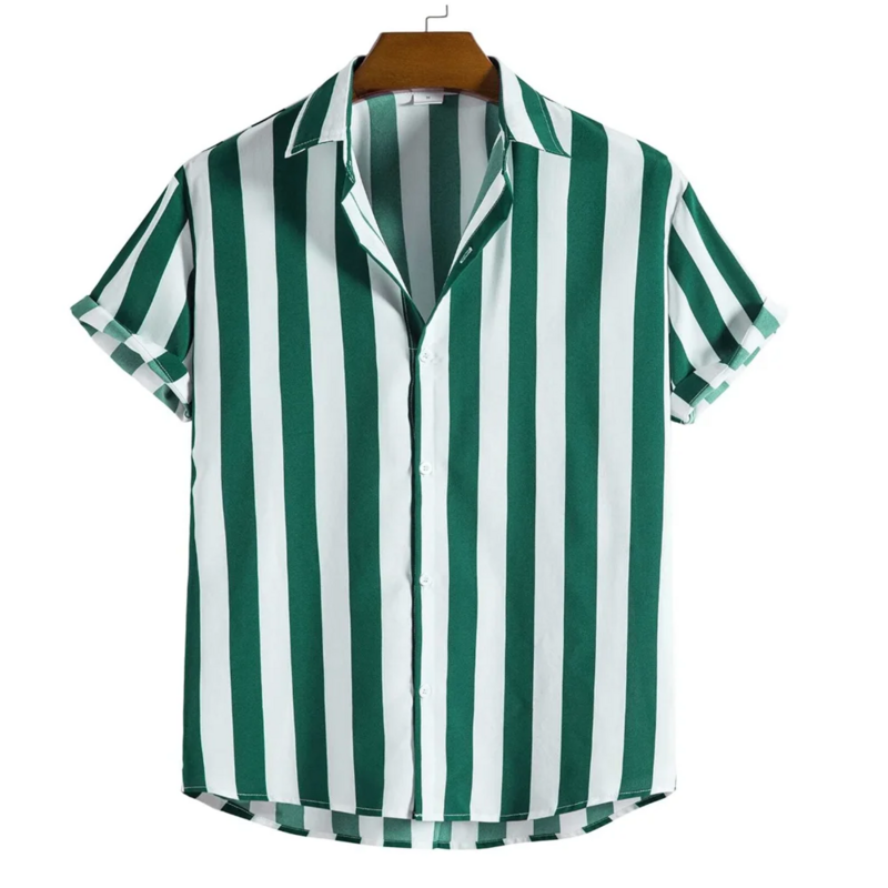 2024 Herren hemd Button Up Shirt Sommer hemd 8 Farben Kurzarm gestreifte Revers Kleidung Mode Hawaii Casual Beach 5xl