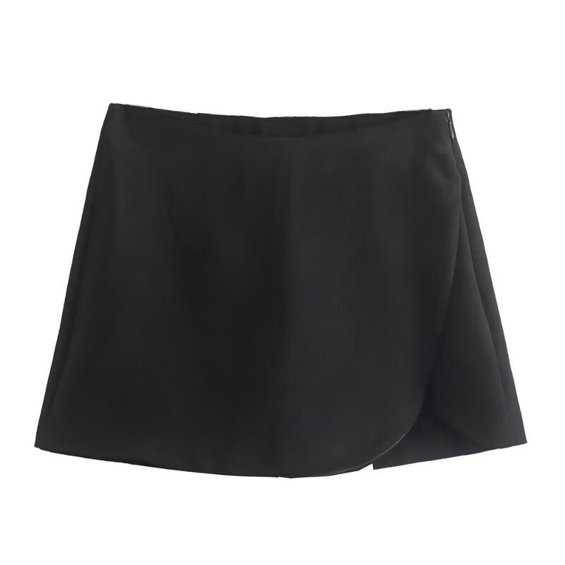 Короткая юбка с завышенной талией, модные простые шорты из полиэстера для подтягивания бедер, соблазнительная однотонная женская мини-юбка