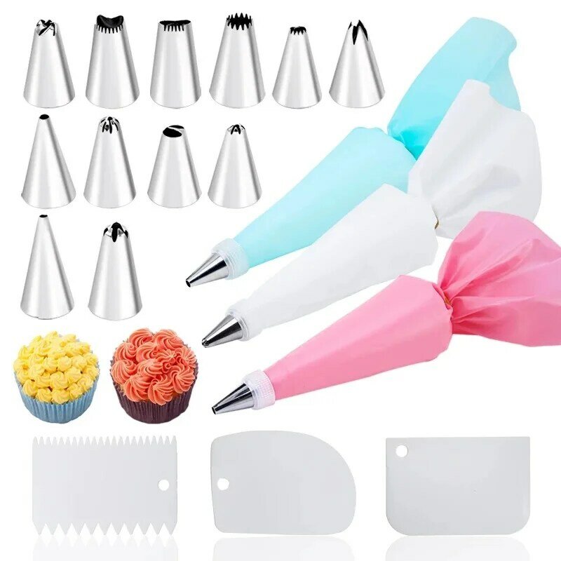 Multifunctional Nozzle Cake Decorating Tools Silicone Pastry Bag Stainless Steel Reusable Silicone Bag Tools Pastry Kitchen