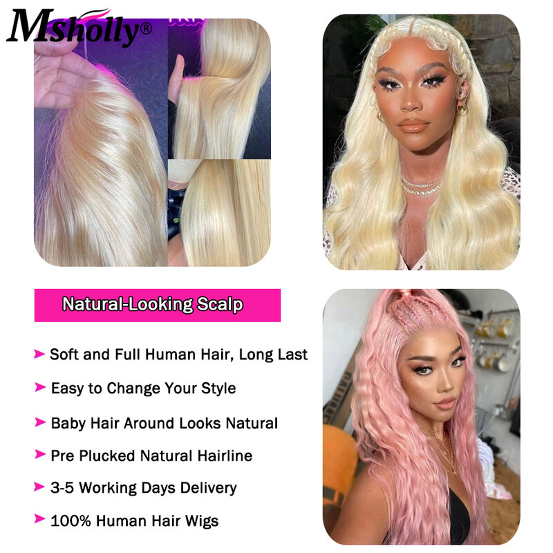 Honey Blonde Bone Straight Lace Front Wig para Mulheres, Pré Arrastado, Remy Brasileiro, HD Transparente Lace Frontal, Perucas de Cabelo Humano, 613