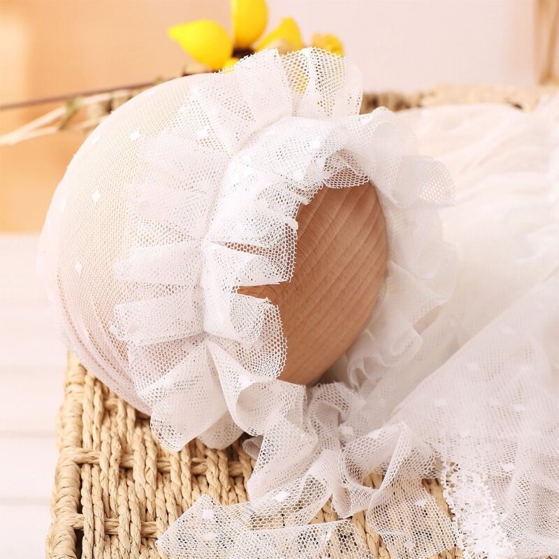 HUYU Set Pemotretan Bayi Baru Lahir Baju Monyet Jaring Topi Topi Renda Alat Peraga Foto Kostum Foto Bayi Perempuan Bodysuit Bayi