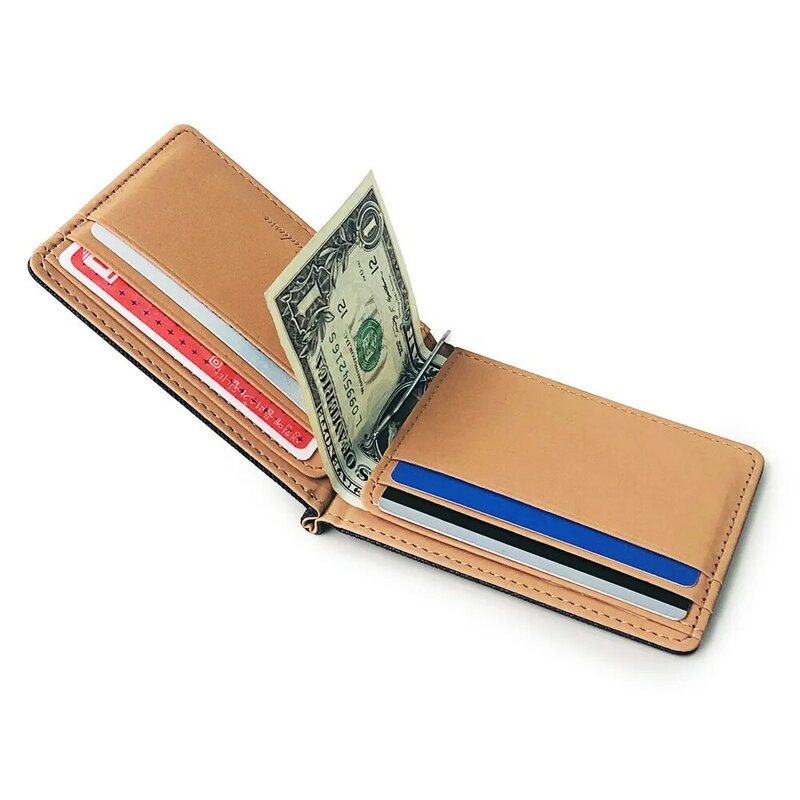 Markowy portfel męski krótkie portfele ze skóry torebki PU skórzane pieniądze klipy Sollid cienki portfel dla mężczyzn torebki 6 kolorów Dropship