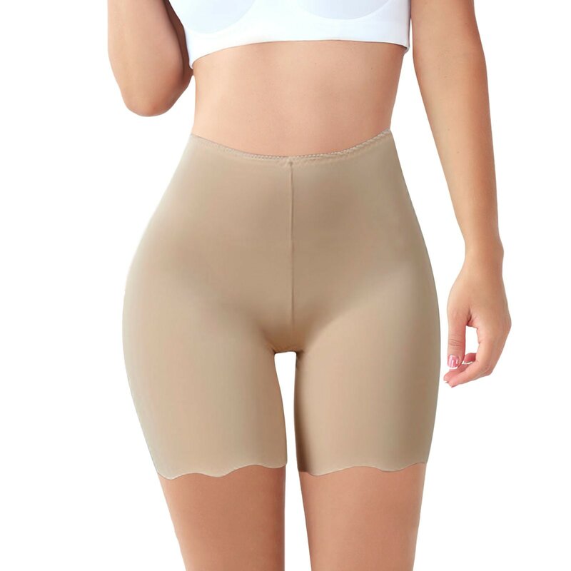 Pantalones cortos de seguridad de seda de hielo sin costuras para mujer, ropa interior transpirable de cintura alta, antiroce, debajo de la falda, bóxer de verano