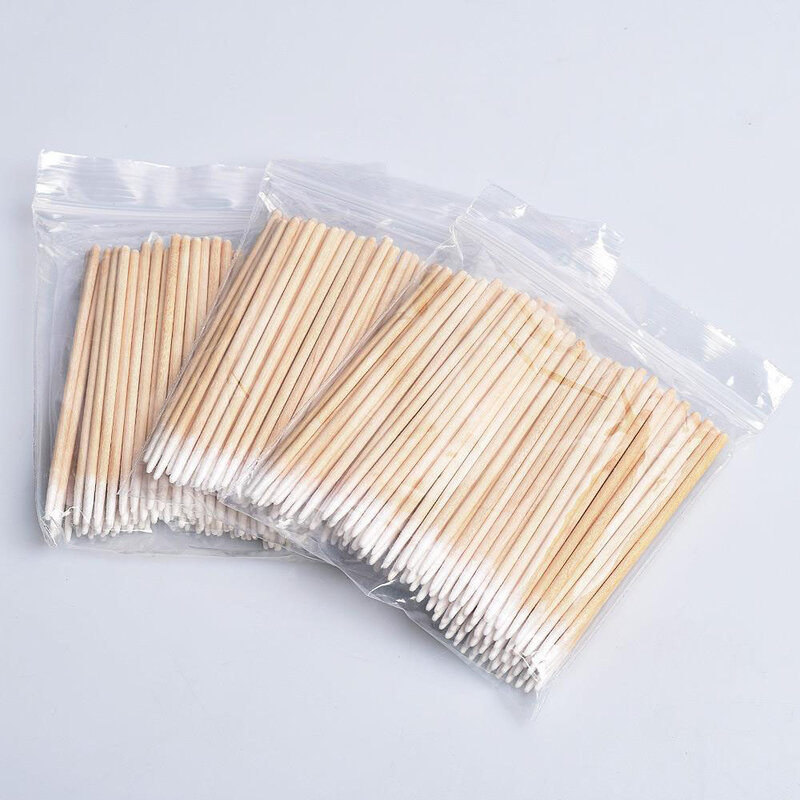 100pcs Thin Head Cotton Swabs Disposable Sticks With Cotton On The Tip Pointed Wooden Cotton Buds Beauty Makeup Accessories