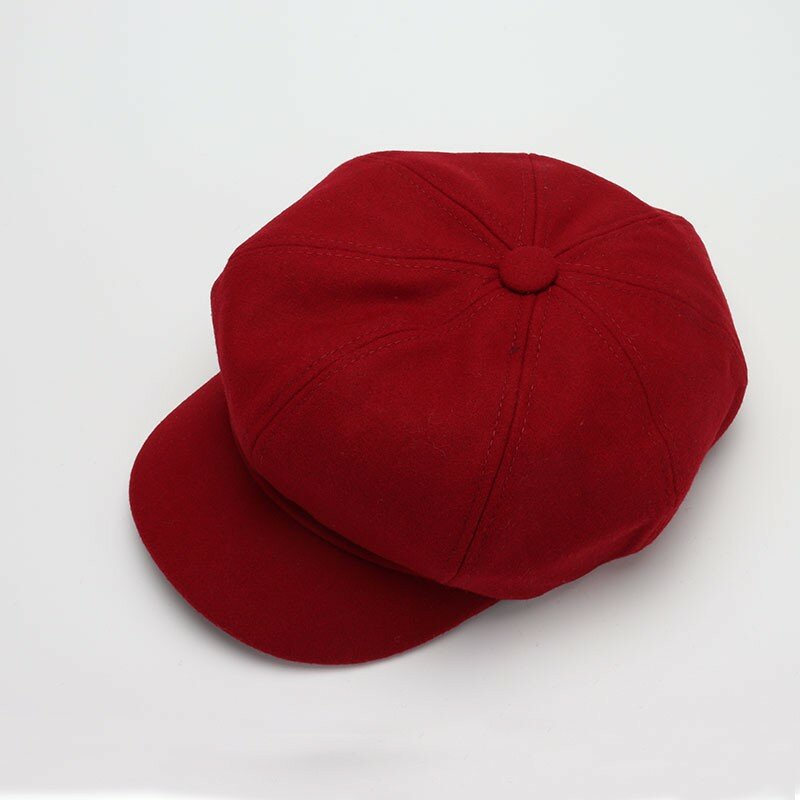 Осенне-зимние шапки для женщин, однотонная простая восьмиугольная кепка газетчика, мужская и женская повседневная шерстяная шапка, Зимний берет, женская кепка художника