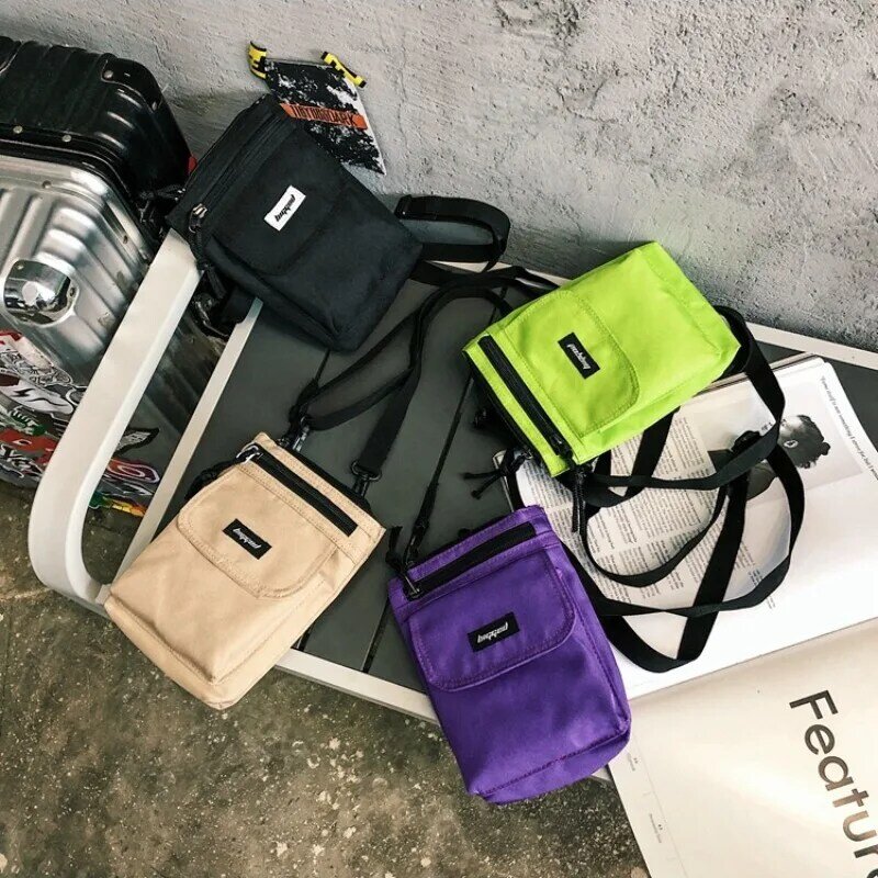 Квадратная мини-сумка, Повседневная модная крутая однотонная сумка через плечо в стиле унисекс, на молнии, простая индивидуальная Сумочка для телефона, кошельки для монет, сумка для карт и ключей