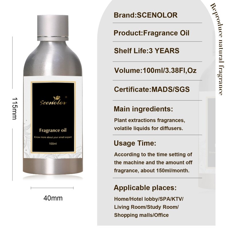 Zapachowy olejek eteryczny Series100ML do użytku w rozpylacz zapachów olejkach zapachowych nadaje się do domowych biur klubów SPA
