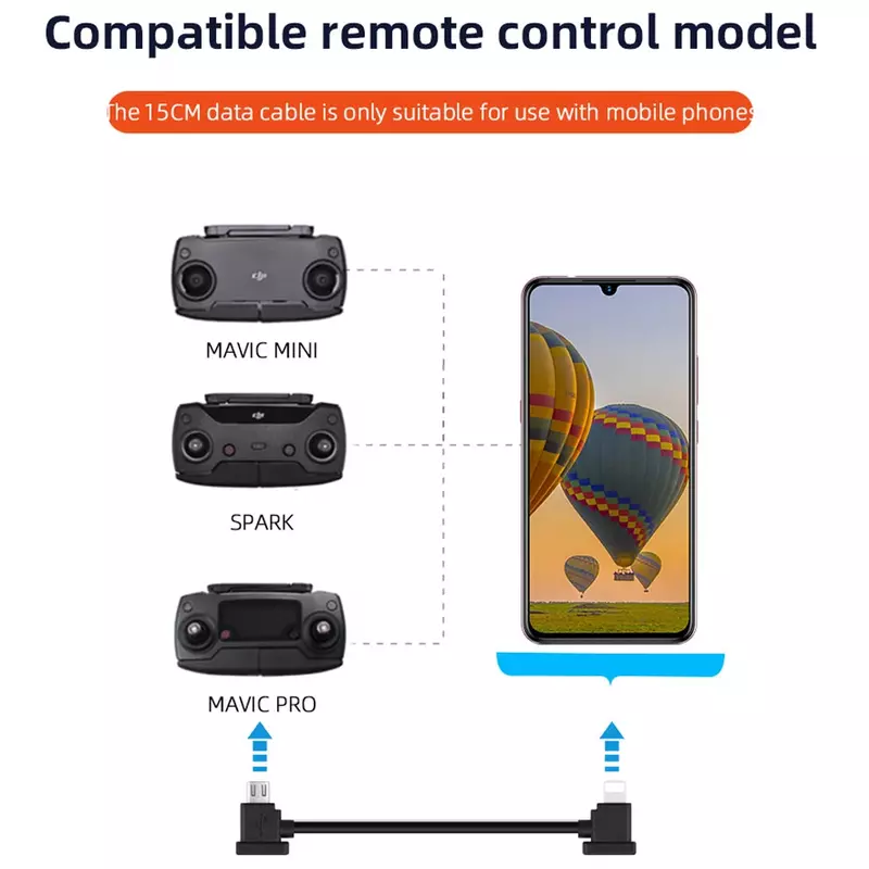 Kabel Data OTG Remote Control Ke Ponsel Tablet Konektor USB TypeC IOS Extender untuk DJI Mavic MINI/2/3 Pro/SE/Pro/Air/Mavic 2/3