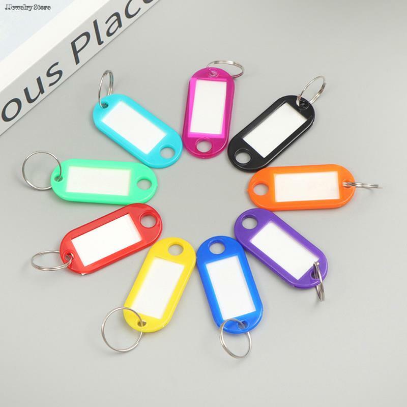50Pcs Colorful Keychain Keyring Key Tag Label ID Name Room Address TEL Number Marker Key Tag Baggage Tag With Split Ring