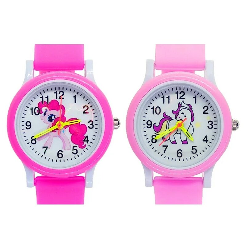 Cartoon Rainbow horse Style Round Dial Children's Watches Kids Watch Student Boys Girls Clock Women Quartz Wrist Watch Baby Toy