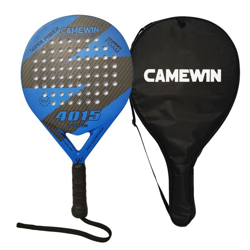 2X Camewin พาเดลแร็กเก็ตเทนนิสชายหาดคาร์บอนไฟเบอร์และ EVA Smooth Surface Power Lite Paddleball ไม้เทนนิส Paddle Paddle,สีฟ้า