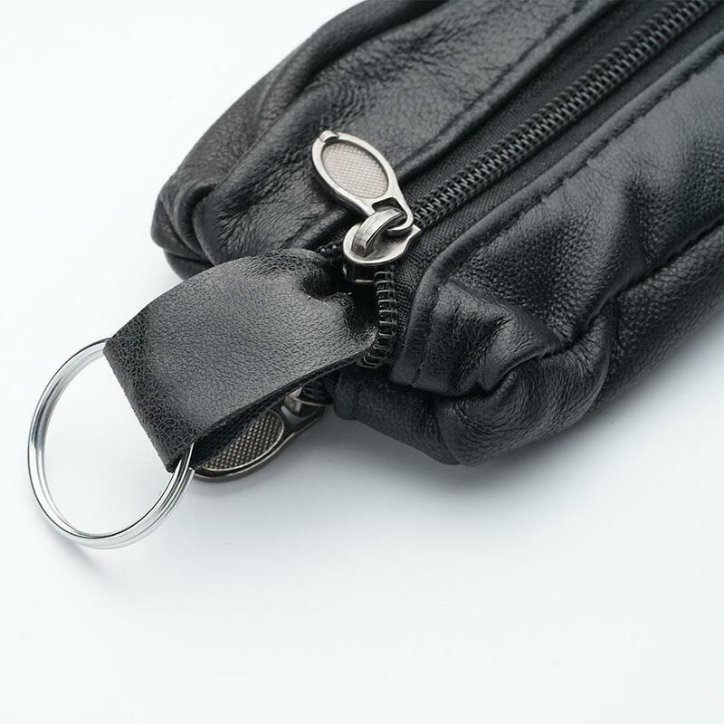 Saco de chaveiro de couro genuíno para homens e mulheres, embreagem elegante, porta-chaves, mini armazenamento portátil de moedas