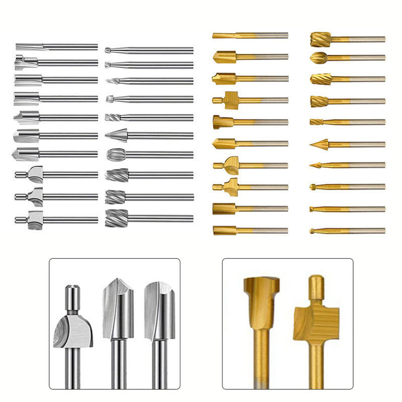 20 Pieces Wood Carving And Engraving Drill Bit Set Engraving Drill Accessories Bit And HSS Carbide Wood Milling Burrs For DIY