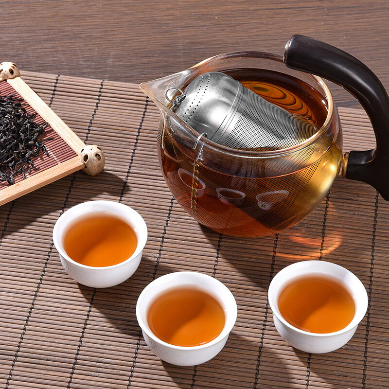 Colador de té de acero inoxidable, Infusor de té, hojas de té, Bola de condimento de especias, tetera, filtro de café de malla fina