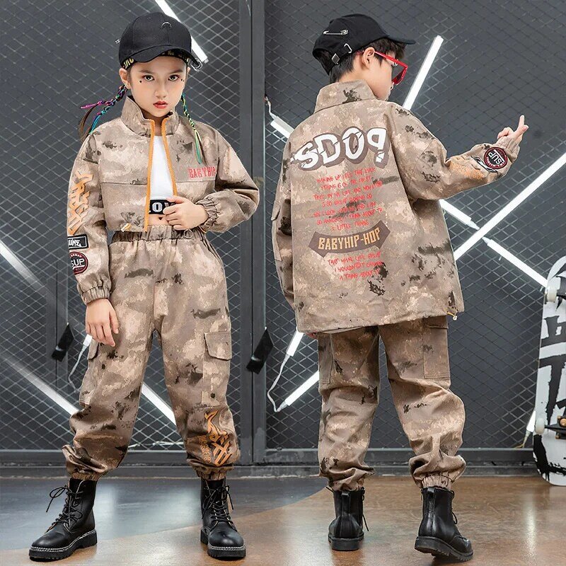 Kinder Hip Hop Camouflage Anzug Jungen Hip-hop Trendy Kleidung Mädchen Jazz Dance Performance Kleidung kinder Laufsteg mode