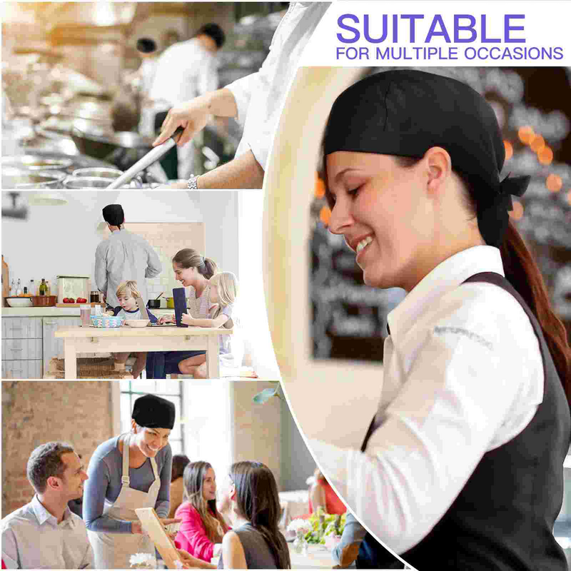 DOITOOL-Sombrero de trabajo de camarero, uniforme de cocina, panadería, restaurante, negro