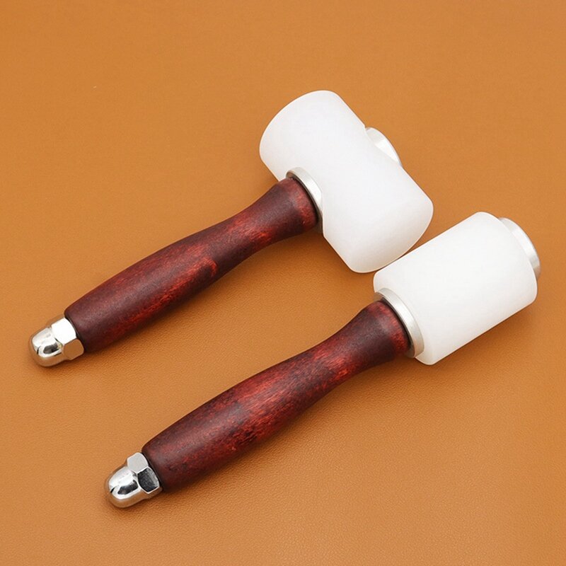 Wooden Handle Hammer Leather Carving Hammer Punching Printing Engraving Nylon Hammer DIY Handmade Leather Tools
