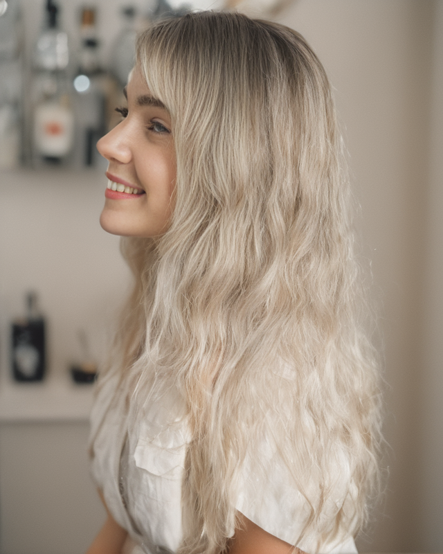Snqp-女性のためのフリンジ付きの長い灰色の巻き毛,エレガントな髪,毎日のコスプレパーティー,耐熱性,トレンディ,新しい,80cm, 2024