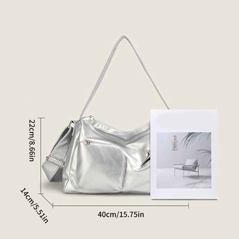Simple Casual Tote Bag Leathers Shoulder Bag Y2K Handbag Work Bag
