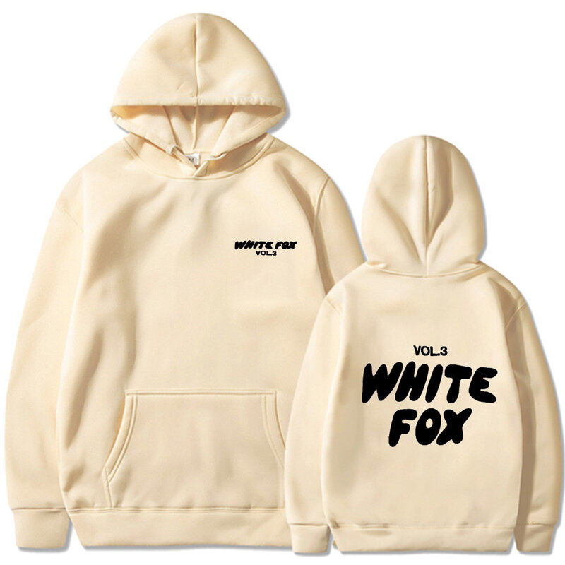 Hoodie wanita rubah putih, hoodie pas longgar, wol, tebal, cetakan huruf, 2024