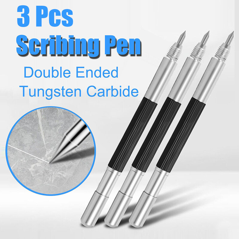 Długopis Scriber Pen 3 sztuk/zestaw węglik czarny dwustronny Marker Scriber Scribing długopis ze stali nierdzewnej