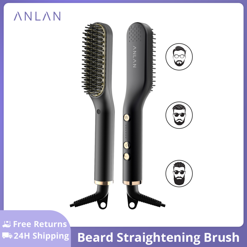ANLAN, щетка для выпрямления волос, расческа с подогревом для мужчин, многофункциональный выпрямитель для бороды, керамическая расческа, быстрый стайлер для волос