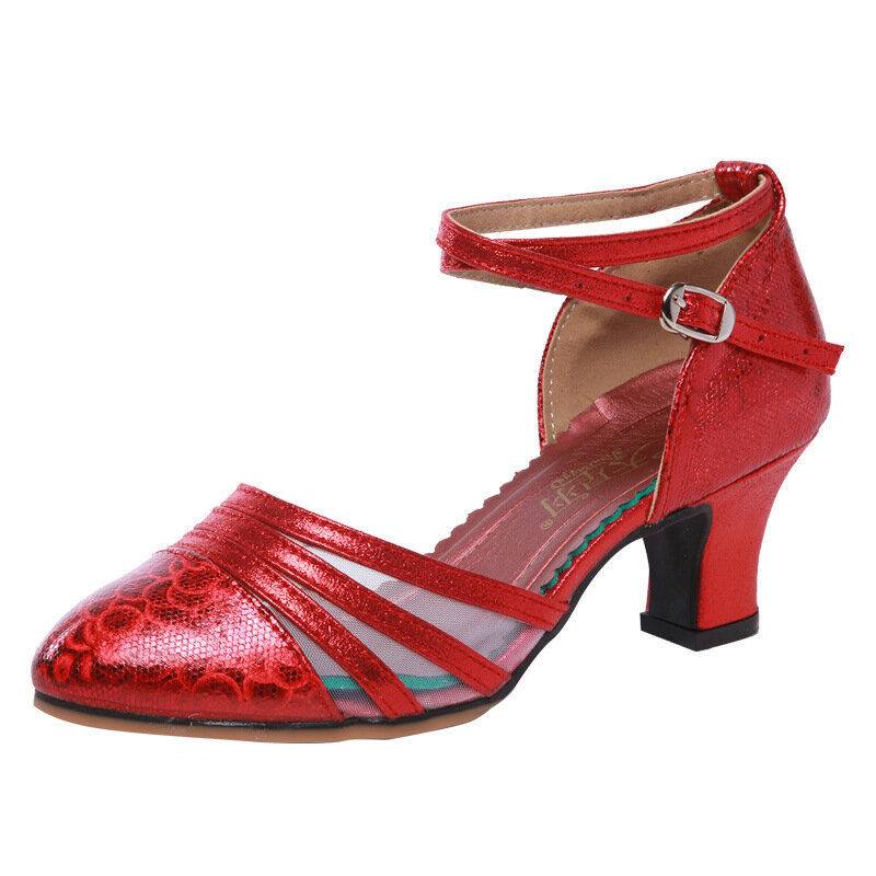 Женские туфли для латиноамериканских танцев, сетчатые Туфли на каблуке 3,5/5,5 см для танго-шеста и бальных танцев, обувь для тренировок на среднем каблуке
