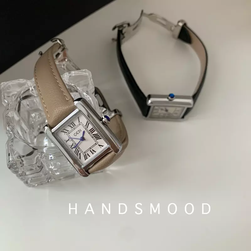 Kwadratowy, minimalistyczny zegarek damski na Instagramie w stylu koreańskim, niszowy pasek, zegarek kwarcowy, trend temperamentu, damski zegarek