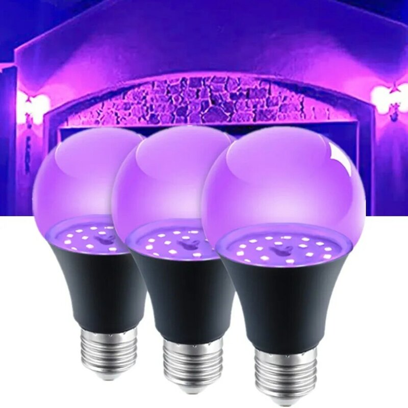 Avvrxx uv蛍光灯電球、暗闇で光る、紫と黒、パーティーランプ、ブラックライトバー、装飾電球、e27、12w