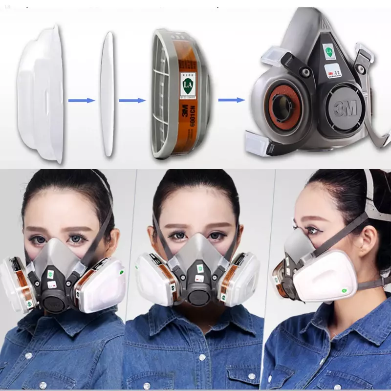 3M 6200 maska gazowa do dekoracji farba w sprayu chemiczny maska przeciwpyłowa ciała ochrona toksycznej pary filtr Respirator maska na oczy wielokrotnego użytku