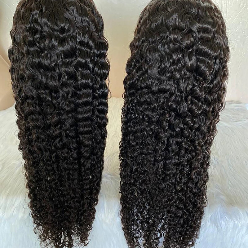 Perucas encaracoladas brasileiras do cabelo humano, HD transparente, onda profunda, parte dianteira do laço, 13x4, 13x6, 18 a 34 polegadas, 250 densidade