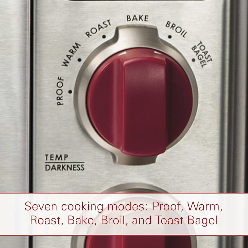Elitarny cyfrowy toster konwekcyjny z czujnik temperatury, stalą nierdzewną i czerwonymi pokrętłami (WGCO150S)
