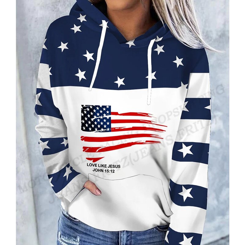 Sudadera con capucha de la bandera americana para hombre y mujer, suéter de gran tamaño a la moda, abrigo con capucha de la bandera de EE. UU., jerséis, ropa para mujer