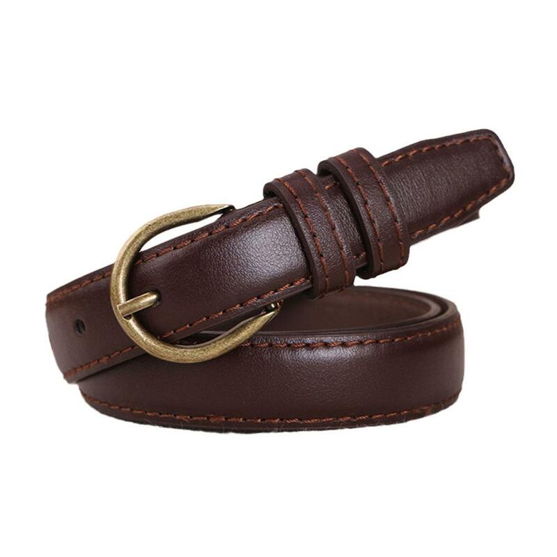 Leather Belts for Women Fashion Jeans Classic Retro Simple Round Female Pin New Denim Dress Sword Goth Luxury Punk Gothic T1D5