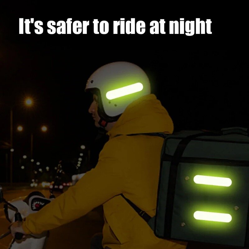 80-10 buah pita reflektor visibilitas tinggi tahan air Strip stiker reflektif peringatan keselamatan helm untuk berkendara malam hari jalan mobil