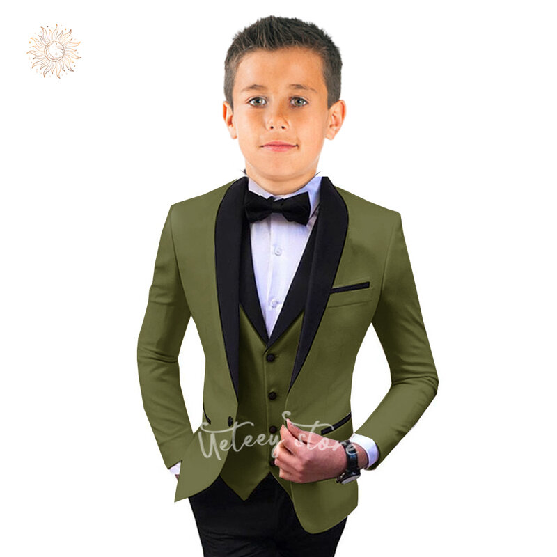 Boys Classical Slim Fit Suit Blazer Vest Pants Toddler Suit for Wedding Party Prom Suit 3 Pcs