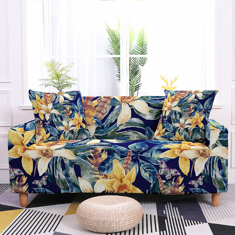 Floral Printed Sofa Slipcovers Elastic Sofa Covers for Living Room Stretch Couch Chair Cover 1/2/3/4-seat Home Decor Sofa Towel