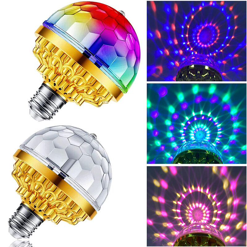 Colorido girando Magic Ball Lamp, E27, lâmpada LED giratória de 360 °, luz do palco do partido, luz noturna para DJ, Disco, KTV Atmosfera Lights